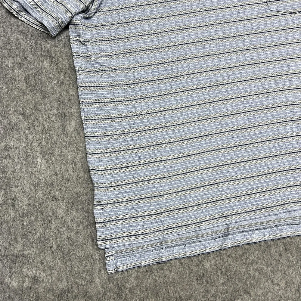 Polo Ralph Lauren‎ Polo Shirt Mens XL Blue Stripe Pima Cotton Pocket Casual Peru